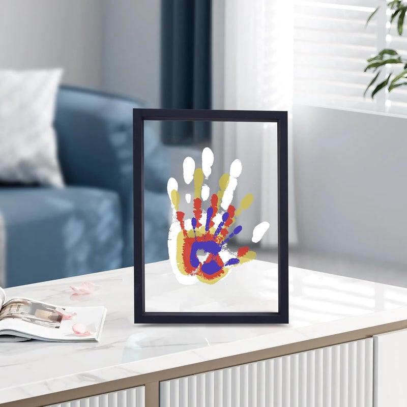 CHERRY CHEERS Family Handprint Kit, DIY Craft Keepsake Wooden Frame, Endless Gift Set, Non-Toxic Paints, Transparent Sheets (Black) - Image 2